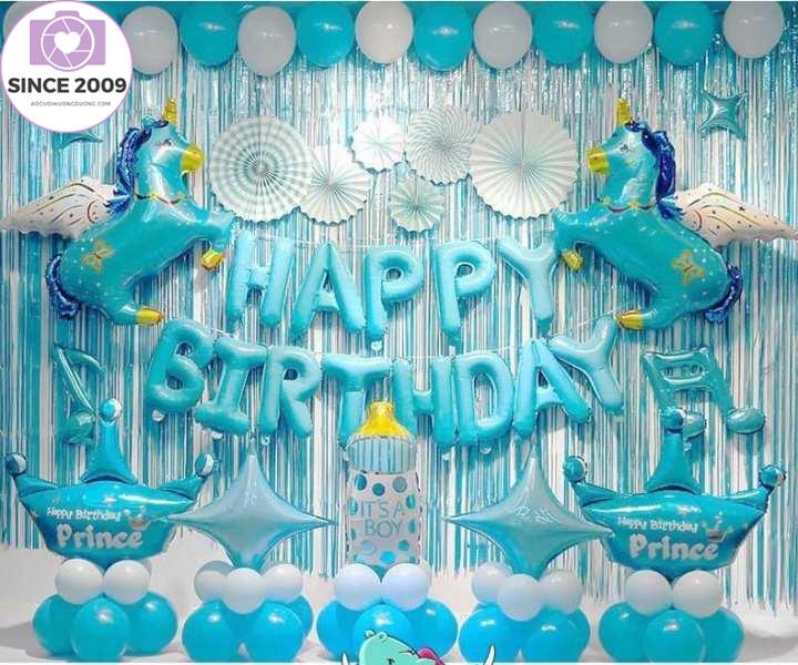 1 Bộ Đồ Ngựa Xanh, Helium Lá Bóng, Bóng Bay Chữ Happy Birthday Đồ Trang Trí Tiệc Bé Tắm