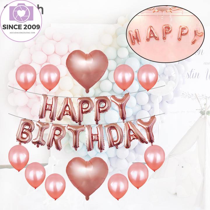 1 Bộ Lá Nhôm 16 Inch Hoa Hồng, Bóng Bay Chữ Happy Birthday Màu Vàng Trang Trí Tiệc