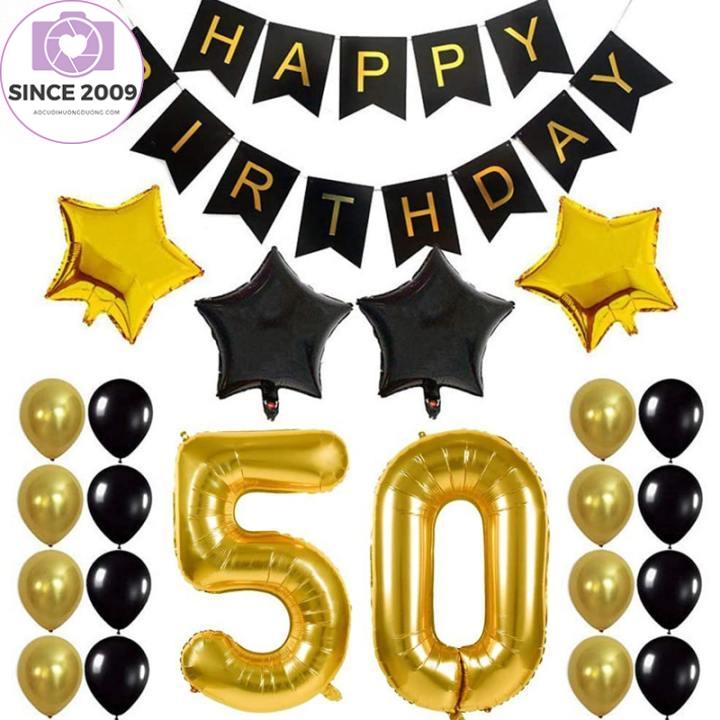 50Th Birthday Party Decor Kit Happy Birthday Balloon Banner Number "50" Balloons Mylar Foil and Ballons Party Supplies