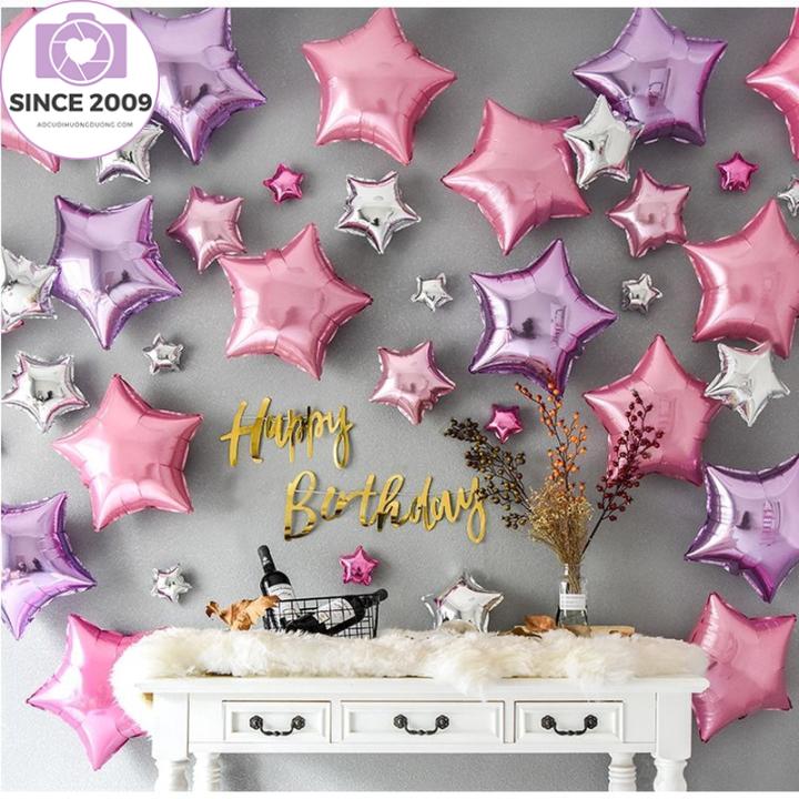 Bộ 44 Chiếc! Bóng Bay Trang Trí Tự Làm All Star Happy Birthday Bộ Màu Vàng Và Hồng