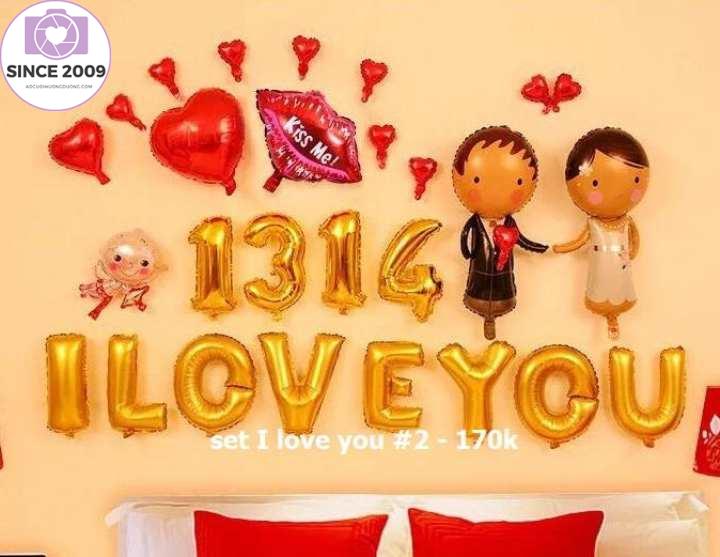 Bộ bóng bay I LOVE YOU trang trí phòng cưới, tiệc cưới