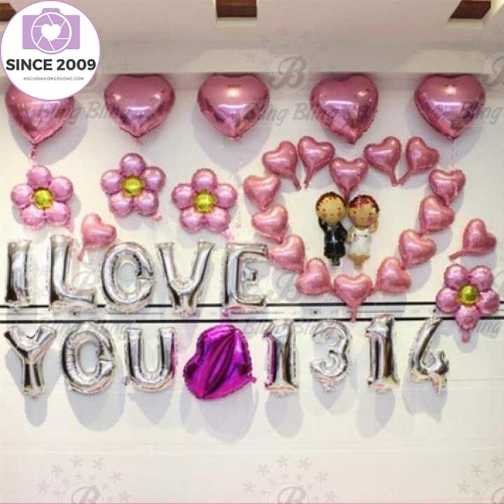 Bộ bóng bay I LOVE YOU trang trí phòng cưới, tiệc cưới - BlingBling