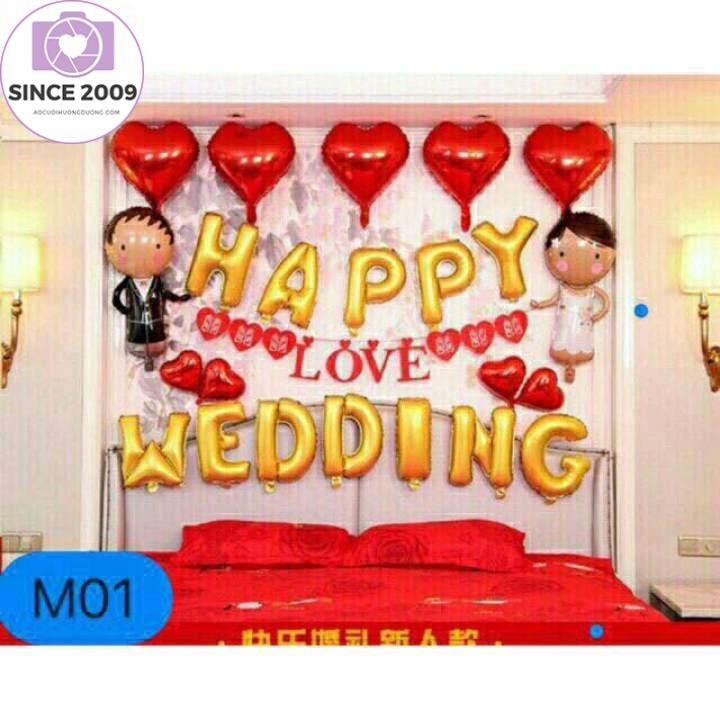 Bộ Bóng Bay Trang Trí Lễ Thành Hôn, Đám Cưới, Phòng Tân Hôn ( không kèm dây chữ love)