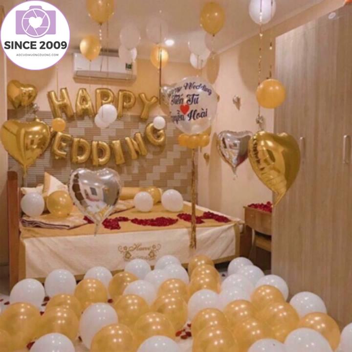 Bộ bóng bay trang trí phòng cô dâu chú rể, phòng cưới