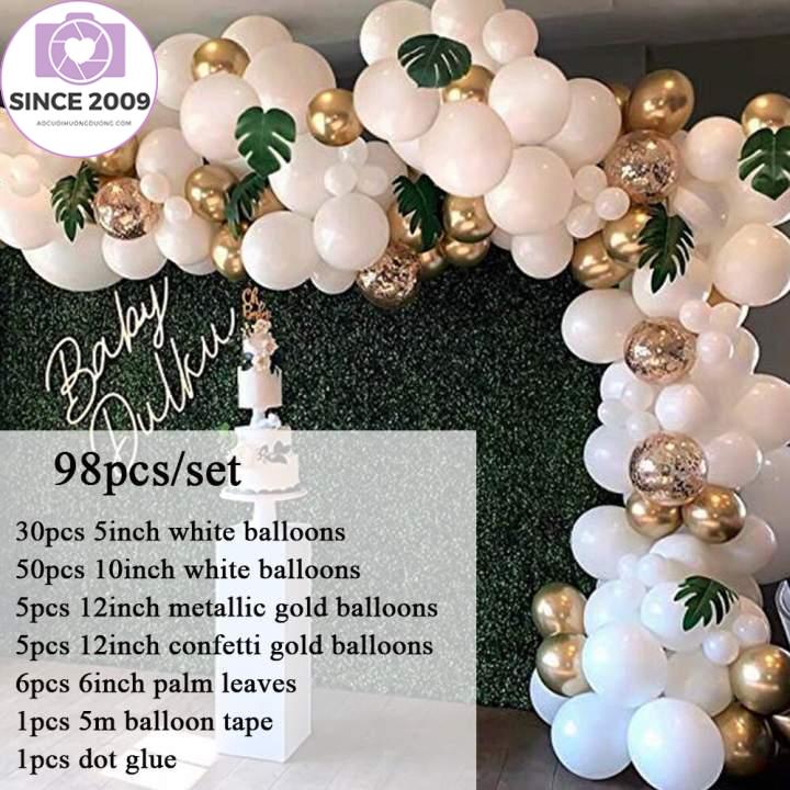 Bộ Vòm Vòng Hoa Bóng Bay, Gói Bóng Bay Cao Su Màu Trắng Vàng Hồng Dài 16Ft Cho Bé Tắm Vật Tư Trang Trí Tiệc Sinh Nhật Đám Cưới