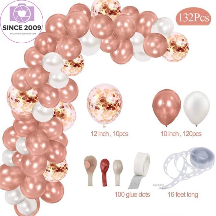 Cái/bộ 132 Bóng Bay Hình Vòm Màu Vàng Hồng Bộ Bong Bóng Vòng Hoa Tiệc Sinh Nhật Đám Cưới, Bóng Bay Hoa Giấy Vàng Hồng Trang Trí Sinh Nhật