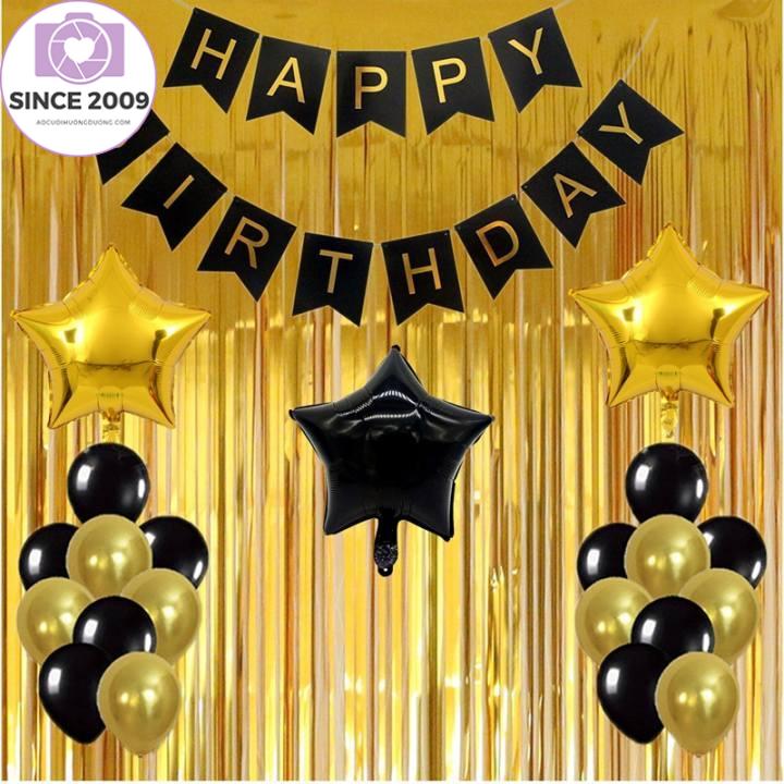 Happy Birthday Bunting Banner with Gold Print Party Balloons Birthday Balloons Happy Birthday Set Party Decor