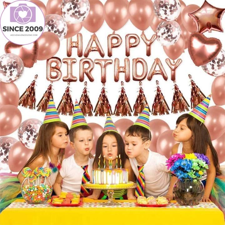 Happy Birthday Letters Rose Gold Five-Pointed Star Aluminum Film Sequins Balloon Set Combination Birthday Decorations