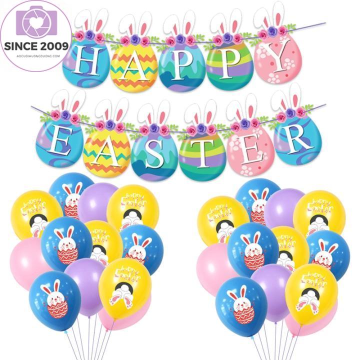 Happy Easter Latex Balloon Cute Easter Egg Rabbit Bunny Balloons for Kids Birthday Easter Party Decor