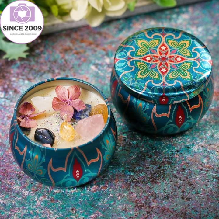 Nến thơm hoa khô thiên nhiên-Ly nến thơm-Nến thơm cao cấp bằng sáp