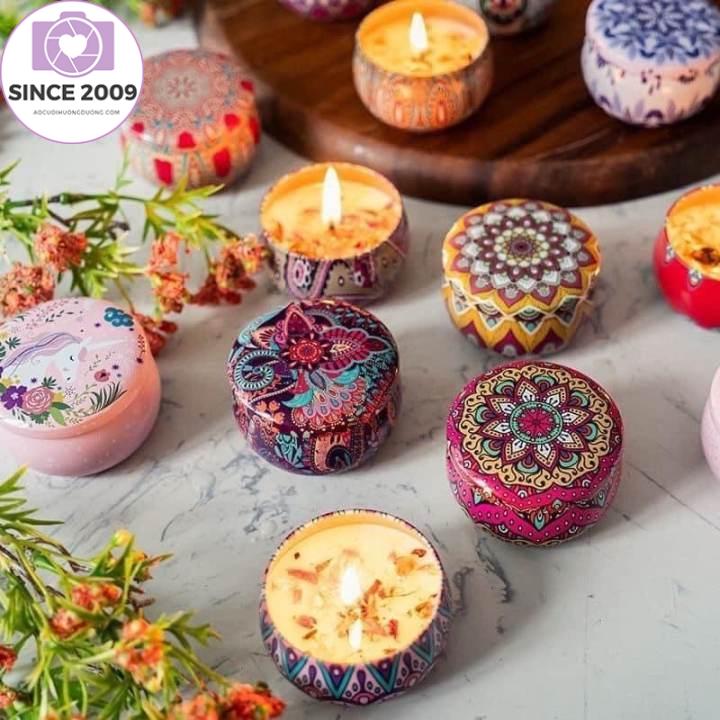 Nến thơm phòng hoa khô thiên nhiên, nến sáp thơm thư giãn cao cấp
