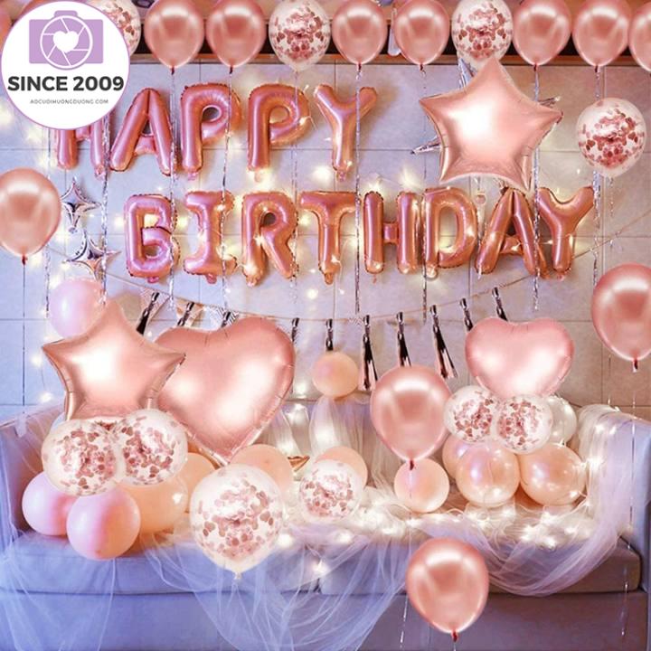 Rose Gold Birthday Decoration Party Set Balloon Tassel Happy Birthday Banner Birthday Party Set