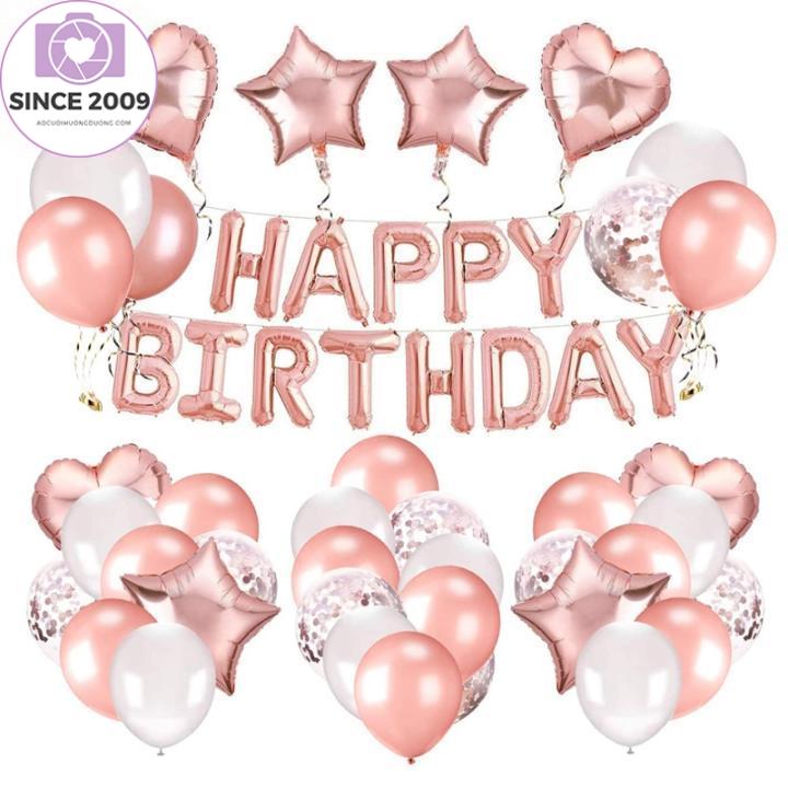Rose Gold Birthday Decorations Including Rose Gold Happy Birthday Banner Confetti Balloons Foil Balloons Balloon Ribbon