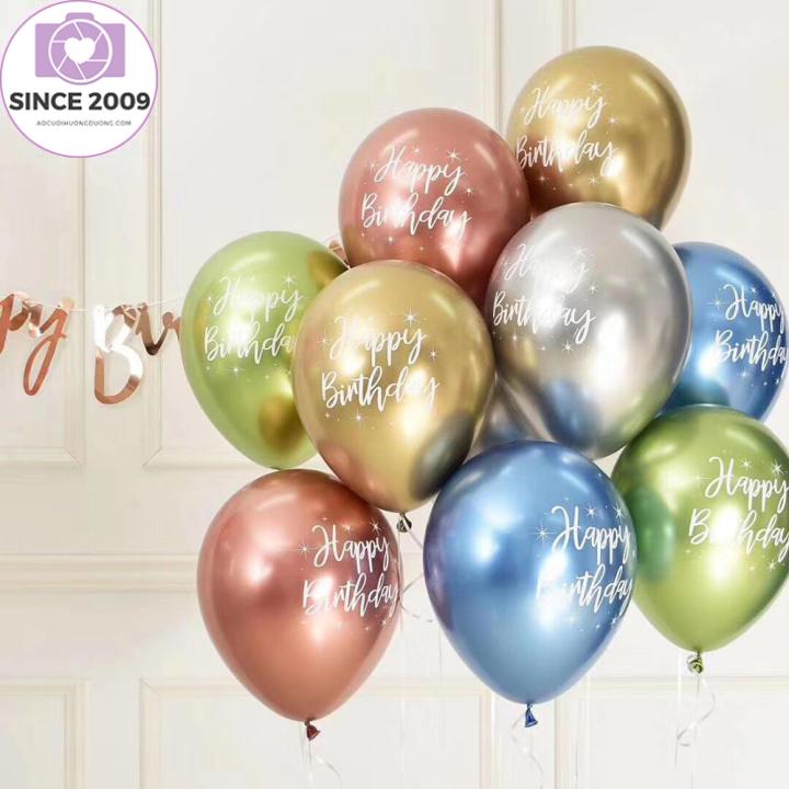 SEHLW953 10pcs 12inch Glossy Party Supplies Metallic Wedding Decoration DIY Gifts Metal Pearl Thick Chrome Latex Balloon Happy Birthday Printed