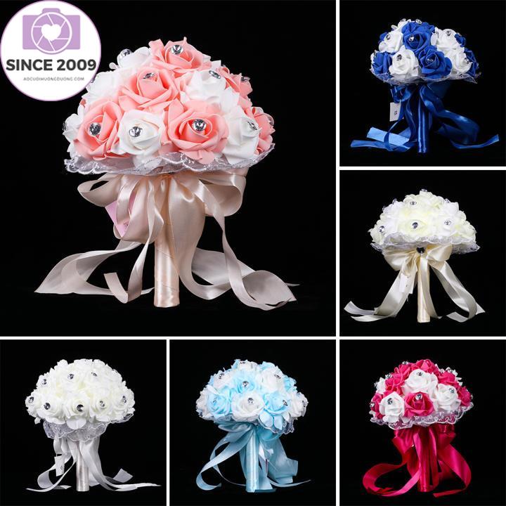 YOUZA96926 Bó Tay Ren Sống Động, Rhinestone Trang Trí Phù Dâu Hoa Cầm Tay Lãng Mạn Cho Cô Dâu, Nhân Tạo Tăng Lụa Bó Hoa